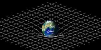Lattice analogy of spacetime distortion caused by planetary mass.