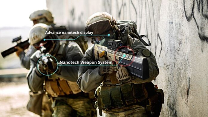 युद्ध और रक्षा में नैनो तकनीक का कलात्मक चित्रण