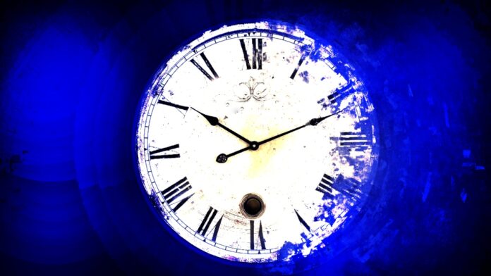 Artistic illustration of a fading clock and mystery of time