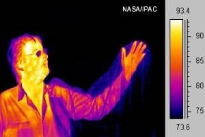 Infrared light radiates away from a large portion of a person's energy.