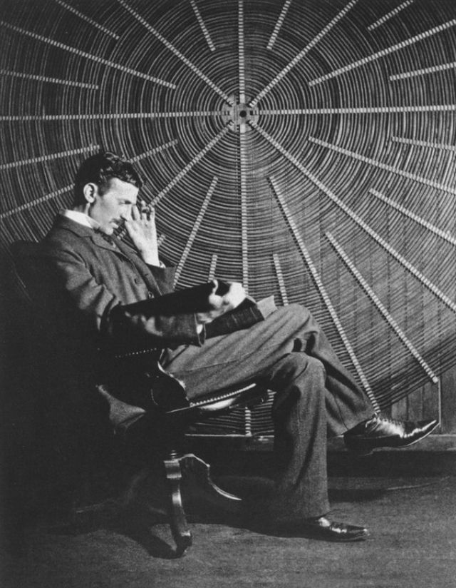 At East Houston St. 46 in New York, Nikola Tesla is pictured with 