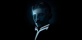 Artistic illustration of Nikola Tesla.