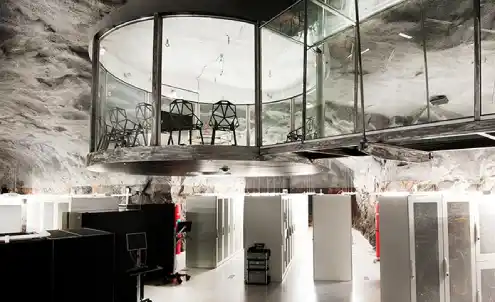 Pionen is a former civil defense bunker built in 1943 inside the White Mountains (Vita Bergen) in Sweden.