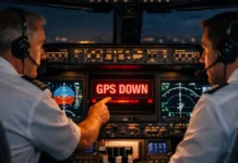 Invisible War in Orbit: Are GPS Disruptions a Sign of Secret Global Conflict? GPS signal failure warning inside aircraft cockpit