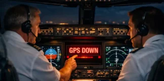 Invisible War in Orbit: Are GPS Disruptions a Sign of Secret Global Conflict? GPS signal failure warning inside aircraft cockpit