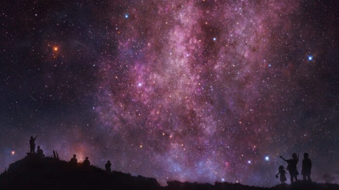 रात के आकाश को देखने वाले लोग और कहते हैं कि हम ब्रह्मांड में अकेले नहीं हैं।